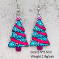 Gotische Acryl Weihnachtsbaum Ohrringe mit Totenkopfmustern und rosa Sternen für festliche Mode - Blauer Knochen Weihnachtsbaum (JE1135C)