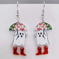 Detailaufnahme der Acryl-Weihnachts-Ohrringe mit Glitzerstiefeln und festlichem Schirm - Weihnachts-Regenschirm-Gespenst (JE1192A)