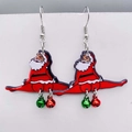 Funny split Santa Claus earrings with colorful mini bells for Christmas festive parties - Split Santa Claus (JE1192E)