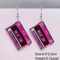 Retro Acryl-Kassetten-Ohrringe in hellem Pink für Damen mit Vintage-Ästhetik-Design - Leuchtend Rosa Kassette (JE1210C)