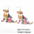 Acryl Ohrringe in Hundeform mit Buchmuster, leichtes Schmuckset für Buchliebhaber - Hunde-Stil (JE1212B)