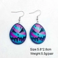 Creepy bunny rabbit drop earrings with gradient stripes for Easter and Halloween fashion - Gradient Weird Face Teardrop Style (JE1238E)