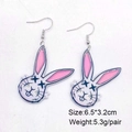Detail view of acrylic bunny earrings with size 6.5x3.2cm and weight 5.3g per pair - X-Eye White Bunny Style (JE1238C)