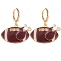 Boucles d'oreilles dorées avec pendentifs en émail de football américain et dinde - Style Football Cuisse de Dinde