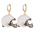 Boucles d'oreilles casque de football américain doré avec émail blanc et détails bleus - Casque de Football Blanc