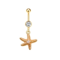 Piercing ombelico dorato con pendente stella marina arancione e zircone brillante - Stella Marina Rosa Arancio (JE1230L)
