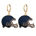 Boucles d'oreilles créoles dorées avec pendentifs casque de football américain bleu foncé - Casque de Football Bleu et Blanc