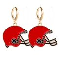 Boucles d'oreilles casque football américain rouge avec fermoir doré émaillé - Casque de Football Rouge