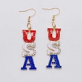 Orecchini USA con strass e smalto rosso bianco blu per il Giorno dell'Indipendenza - Stile Lettere USA (JE1265V)