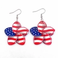 American flag flower dangle earrings with red white and blue star patterns - US Flag Flower Style (JE1307A)