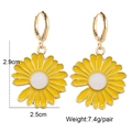 Detailed size specifications for yellow sunflower daisy enamel earrings with gold hooks - Daisy Flower Style (JE0997G)