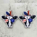 Pendientes patrióticos de cabeza de vaca con bandera para el Día de Independencia - Estilo de Cabeza de Vaca (JE1322C)