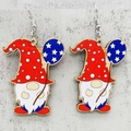 Pendientes de gnomo de madera con bandera de EE. UU. para el Día de la Independencia - Estilo de Gnomo con Globo (JE1323B)