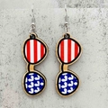 Pendientes de madera en forma de gafas de sol con patrón de la bandera americana - Estilo en Forma de Gafas de Sol (JE1321A)