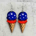 Detalle de pendientes de cono de helado con patrón de estrellas para el Día de la Independencia - Estilo de Cono de Helado (JE1321B)