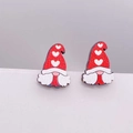 Pendientes de madera con gnomos y sombreros de corazón rojo para San Valentín - Estilo Gnomo Corazón con Gorro Rojo (JE1199O)