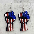 Pendientes de madera en forma de puño con bandera de EE. UU. para el Día de la Independencia - Estilo de Puño Americano (JE1320E)