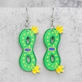 Pendientes colgantes artísticos de acrílico verde con lunares amarillos para Mardi Gras - Estilo Calabaza Verde (JE1346F)