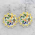 Pendientes de sol en acrílico con motivos vibrantes de Brasil, fútbol y carnaval - Estilo Patrón Sol Brasil (JE1346I)