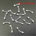 Detailed view of 1.2x8x3mm clear acrylic curved barbells for eyebrow and lip piercing - Spike Eyebrow Ring / 1 Piece