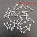 Macro view of clear acrylic barbell studs sized 1.2x6x3mm for body piercing - 1.2*6*4mm