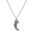 Collier vintage homme avec pendentif tête de dragon et dent de loup en argent vieilli - Style Croc de Tête de Dragon (JE1335A)