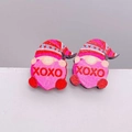 Pendientes de madera de gnomo con estampado XOXO y corazón rojo de San Valentín - Estilo Gnomo Barba XOXO (JE1199AB)