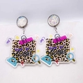 Boucles d'oreilles enseignant en acrylique avec motif léopard et note merci - Style Note Merci Enseignant (JE1341I)