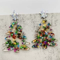 Glitzernde Weihnachtsbaum Ohrringe aus Acryl mit bunten Pailletten und Sternen-Haken - Mehrfarbiger Weihnachtsbaum Stil (JE1375D)