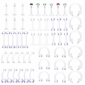 Set di piercing in acrilico trasparente con anelli per naso e borchie per ombelico - Set Piercing Misto 60 pezzi