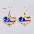 Independence Day heart earrings with US flag pattern and sparkling crystal rhinestones - Heart Style (JE1265D)