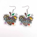 Boucles d'oreilles cœur en acrylique léopard avec texte Happy Teacher's Day - Style Fête Pomme Léopard (JE1341D)