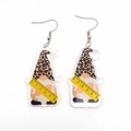Boucles d'oreilles gnome en acrylique avec chapeau léopard et règle pour enseignants - Style Nain avec Bonnet Léopard (JE1341F)