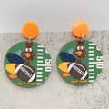 Pendientes de madera para Acción de Gracias con pavo de fútbol y campo verde - Estilo Fútbol Pavo (JE1379G)