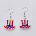 Orecchini a cilindro patriottico per il Giorno dell'Indipendenza con strass colorati - Stile Cilindro (JE1265I)