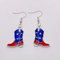 Orecchini a stivale da cowboy patriottici con stelle della bandiera USA in rosso - Stile Stivale da Cowboy (JE1265K)