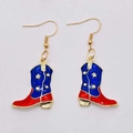 Orecchini stivali da cowboy patriottici con stelle smaltate per l'Independence Day - Stile Stivale da Cowboy (JE1265L)