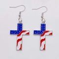 Orecchini a croce con motivo a stelle e strisce della bandiera americana - Stile Croce (JE1265N)