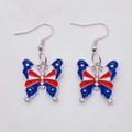 Orecchini a farfalla bandiera USA con smalto tricolore e decorazioni in strass lucidi - Stile Farfalla (JE1265R)