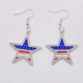 Orecchini a stella con bandiera americana, cristalli lucidi e ganci in metallo argento - Stile Stella (JE1265T)