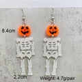 Orecchini pendenti scheletro zucca luminosi per decorazioni e costumi di Halloween - Stile Scheletro Zucca (JE1438C)