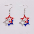 Orecchini a stella per Independence Day in rosso, blu e strass brillanti - Stile Stelle Sovrapposte (JE1265W)