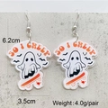 Geister-Ohrringe mit SO CREEP-Schriftzug auf Skateboard, Maße 6,2 cm lang und 3,5 cm breit - Skateboard Gespenst (JE1438E)