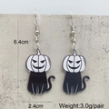 Cartoon Halloween cat pumpkin acrylic earrings with size and weight measurement details - Pumpkin Head Cat Style (JE1449E)