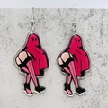 Orecchini pendenti fantasma rosa sexy in acrilico con calze nere e tacchi per Halloween - Fantasma Sexy Rosa (JE1437C)