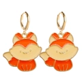 Cute orange fox dangle earrings with gold metal leverage back for Thanksgiving jewelry - Cute Fox (JE1117K)