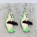 Orecchini di Halloween con fantasma verde e pipistrello in acrilico per decorazione - Stile Fantasma Con Pipistrello (JE1437E)
