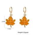 Detail of orange maple leaf earrings with golden alloy frame and exact dimensions - Orange Maple Leaf Style (JE1479H)