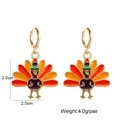 Thanksgiving turkey dangle earrings with colorful enamel finish and gold hooks - Turkey Style D (JE1479D)