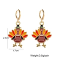 Colorful turkey drop earrings for Thanksgiving featuring enamel alloy and gold-tone hooks - Turkey Style C (JE1479C)